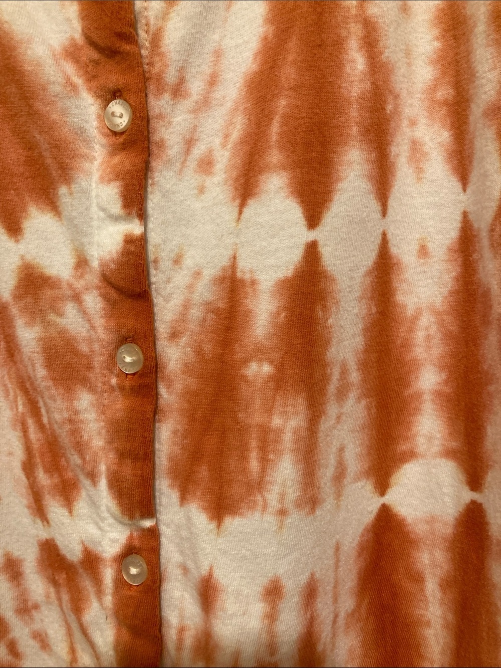 Chaps Women's Orange and White Tie-Dye Button-Front Tie-Knot Top - Picture 2 of 6